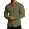 COOFANDY Stretch Mens Dress Shirts Wrinkle Free Long Sleeve Dress Shirt Muscle Fit Button Down Shirt(Army Green)