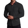 COOFANDY Stretch Mens Dress Shirts Wrinkle Free Long Sleeve Dress Shirt Muscle Fit Button Down Shirt(Black)