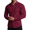 COOFANDY Stretch Mens Dress Shirts Wrinkle Free Long Sleeve Dress Shirt Muscle Fit Button Down Shirt(Dark Red)