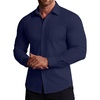 COOFANDY Stretch Mens Dress Shirts Wrinkle Free Long Sleeve Dress Shirt Muscle Fit Button Down Shirt(Deep Blue)