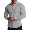 COOFANDY Stretch Mens Dress Shirts Wrinkle Free Long Sleeve Dress Shirt Muscle Fit Button Down Shirt(Light Grey)
