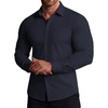 COOFANDY Stretch Mens Dress Shirts Wrinkle Free Long Sleeve Dress Shirt Muscle Fit Button Down Shirt(Navy Blue)