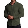 COOFANDY Stretch Mens Dress Shirts Wrinkle Free Long Sleeve Dress Shirt Muscle Fit Button Down Shirt(Olive Green)