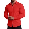 COOFANDY Stretch Mens Dress Shirts Wrinkle Free Long Sleeve Dress Shirt Muscle Fit Button Down Shirt(Red)