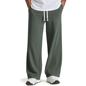 COOFANDY Baggy Sweatpants Men Wide Leg Cotton Joggers for Men with Pockets | 2 in 1 Design, Ankle Drawcord, Cotton Blend, Wide Leg, 3 Deep Pockets, Drawstring Waist, Y2K, Loungewear, Gym Workout(Dark Green)