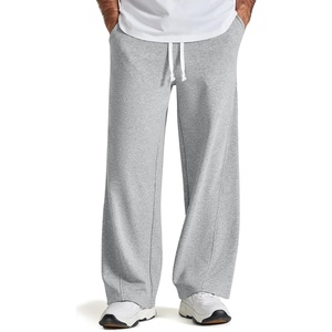 COOFANDY Baggy Sweatpants Men Wide Leg Cotton Joggers for Men with Pockets | 2 in 1 Design, Ankle Drawcord, Cotton Blend, Wide Leg, 3 Deep Pockets, Drawstring Waist, Y2K, Loungewear, Gym Workout(A-light Gray)