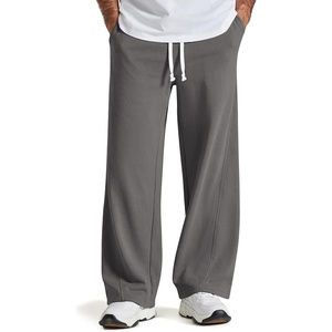 COOFANDY Baggy Sweatpants Men Wide Leg Cotton Joggers for Men with Pockets | 2 in 1 Design, Ankle Drawcord, Cotton Blend, Wide Leg, 3 Deep Pockets, Drawstring Waist, Y2K, Loungewear, Gym Workout(Dark Gray)