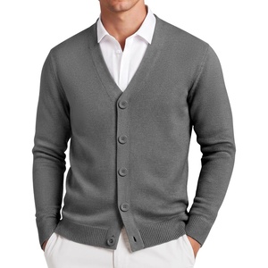 COOFANDY Mens Cardigan Sweater Long Sleeve Lightweight V Neck Knit Cardigan | Button Down, Knitted, Light Weight, Ribbed Hem, Stretch, Soft, Classic Fit, Casual, Dress, Business, Men Cardigans(Dark Grey)