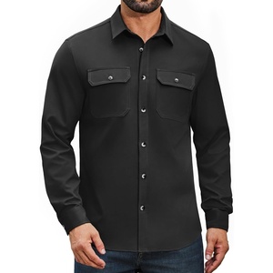 COOFANDY Mens Long Sleeve Classic Work Shirts Button Up Shirt Jacket(Black)