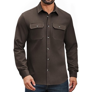 COOFANDY Mens Long Sleeve Classic Work Shirts Button Up Shirt Jacket(Coffee)