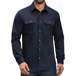 COOFANDY Mens Long Sleeve Classic Work Shirts Button Up Shirt Jacket(Navy Blue)