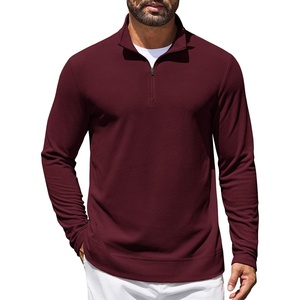 COOFANDY Mens Quarter Zip Pullover Lightweight Waffle Mock Neck Sweatshirts | 1/4 Zip Sweatshirt, Breathable Waffle Texture, Long Sleeve, Solid Color. Warm for Fall Winter Layering Daily Casual Wear(Burgundy)