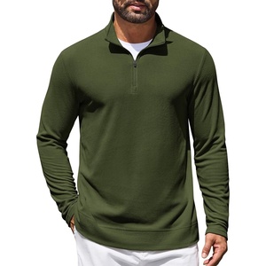 COOFANDY Mens Quarter Zip Pullover Lightweight Waffle Mock Neck Sweatshirts | 1/4 Zip Sweatshirt, Breathable Waffle Texture, Long Sleeve, Solid Color. Warm for Fall Winter Layering Daily Casual Wear(Army Green)