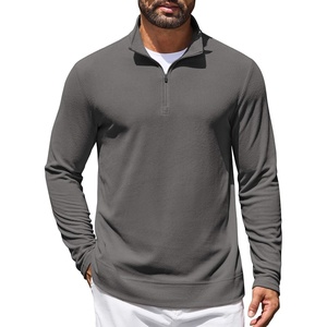 COOFANDY Mens Quarter Zip Pullover Lightweight Waffle Mock Neck Sweatshirts | 1/4 Zip Sweatshirt, Breathable Waffle Texture, Long Sleeve, Solid Color. Warm for Fall Winter Layering Daily Casual Wear(Dark Grey)