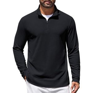 COOFANDY Mens Quarter Zip Pullover Lightweight Waffle Mock Neck Sweatshirts | 1/4 Zip Sweatshirt, Breathable Waffle Texture, Long Sleeve, Solid Color. Warm for Fall Winter Layering Daily Casual Wear(Black)