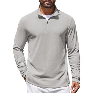 COOFANDY Mens Quarter Zip Pullover Lightweight Waffle Mock Neck Sweatshirts | 1/4 Zip Sweatshirt, Breathable Waffle Texture, Long Sleeve, Solid Color. Warm for Fall Winter Layering Daily Casual Wear(Light Grey)