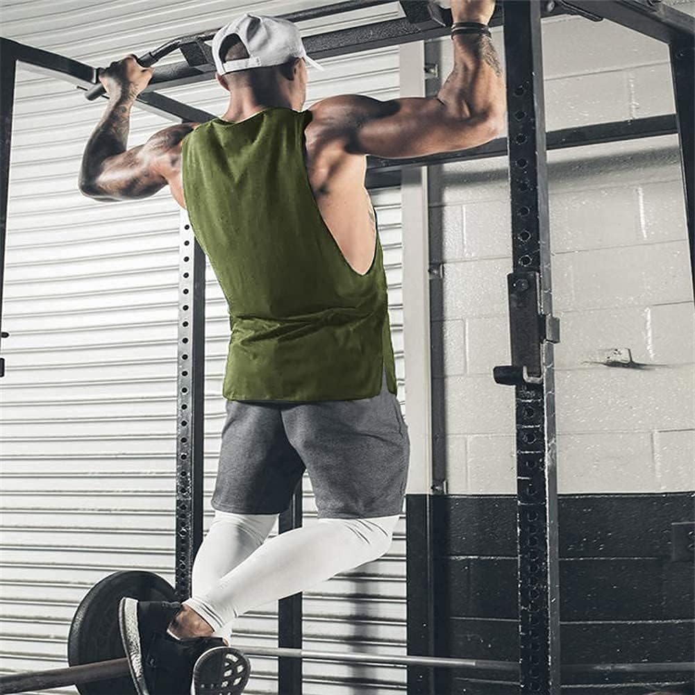 image:imageCOOFANDY Men Workout Tank Top 2 Pack Gym Bodybuilding Sleeveless T Shirts Cut Off Muscle Shirts MoistureWicking Tees Drop Arm Open Side Round Neck Design Fitness Running Jogging Tank Top ShirtsBlackArmy Green2pcs