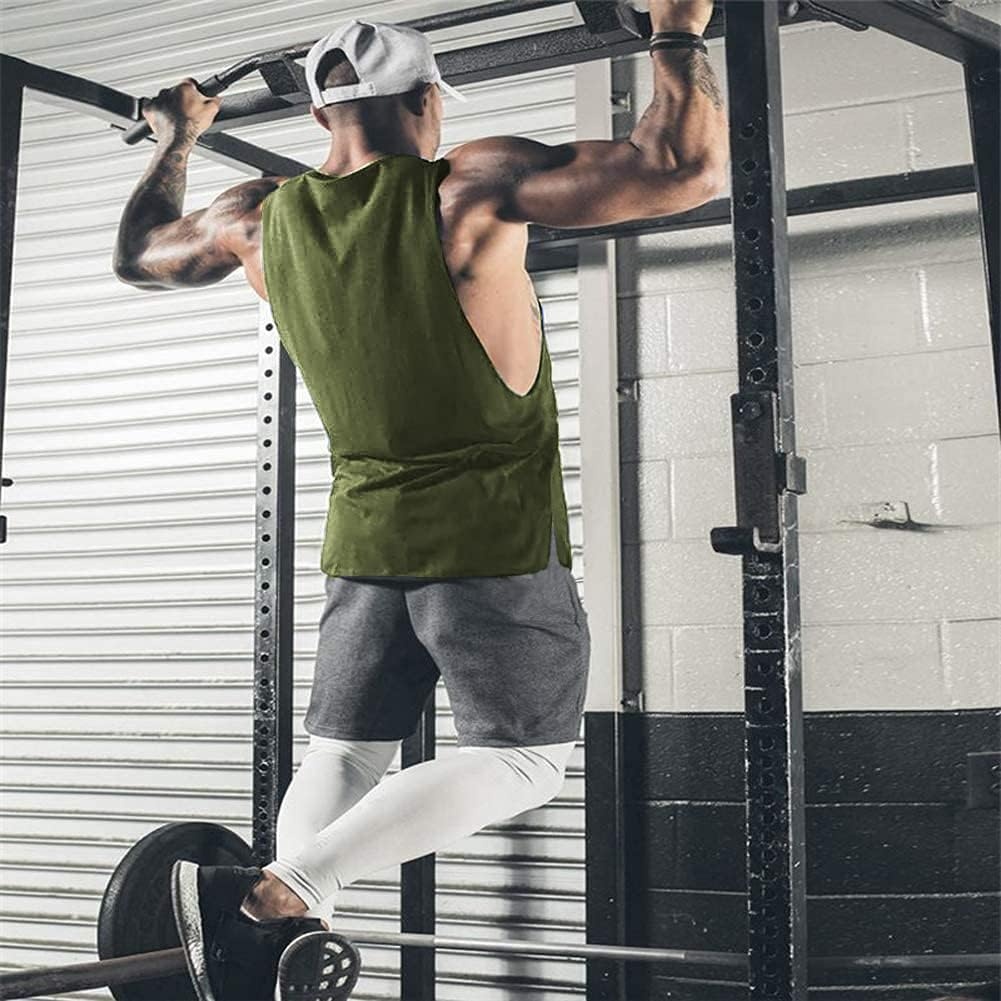 image:imageCOOFANDY Men Workout Tank Top 2 Pack Gym Bodybuilding Sleeveless T Shirts Cut Off Muscle Shirts MoistureWicking Tees Drop Arm Open Side Round Neck Design Fitness Running Jogging Tank Top ShirtsArmy Green Flag