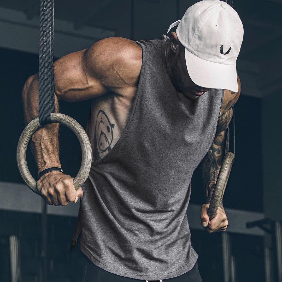 image:imageCOOFANDY Men Workout Tank Top 2 Pack Gym Bodybuilding Sleeveless T Shirts Cut Off Muscle Shirts MoistureWicking Tees Drop Arm Open Side Round Neck Design Fitness Running Jogging Tank Top ShirtsBlackDark Grey2pcs