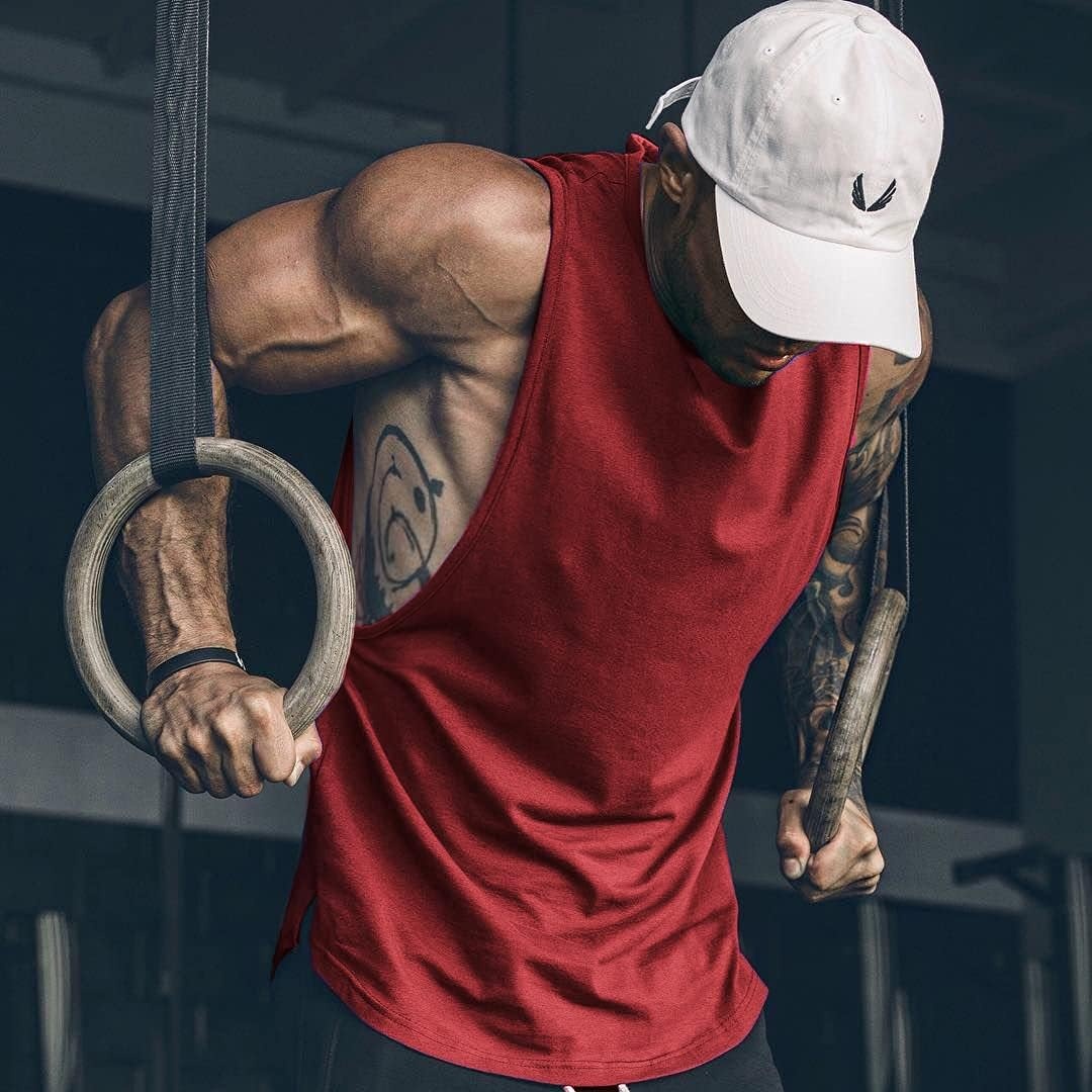 image:imageCOOFANDY Men Workout Tank Top 2 Pack Gym Bodybuilding Sleeveless T Shirts Cut Off Muscle Shirts MoistureWicking Tees Drop Arm Open Side Round Neck Design Fitness Running Jogging Tank Top ShirtsBlackWine Red2pcs