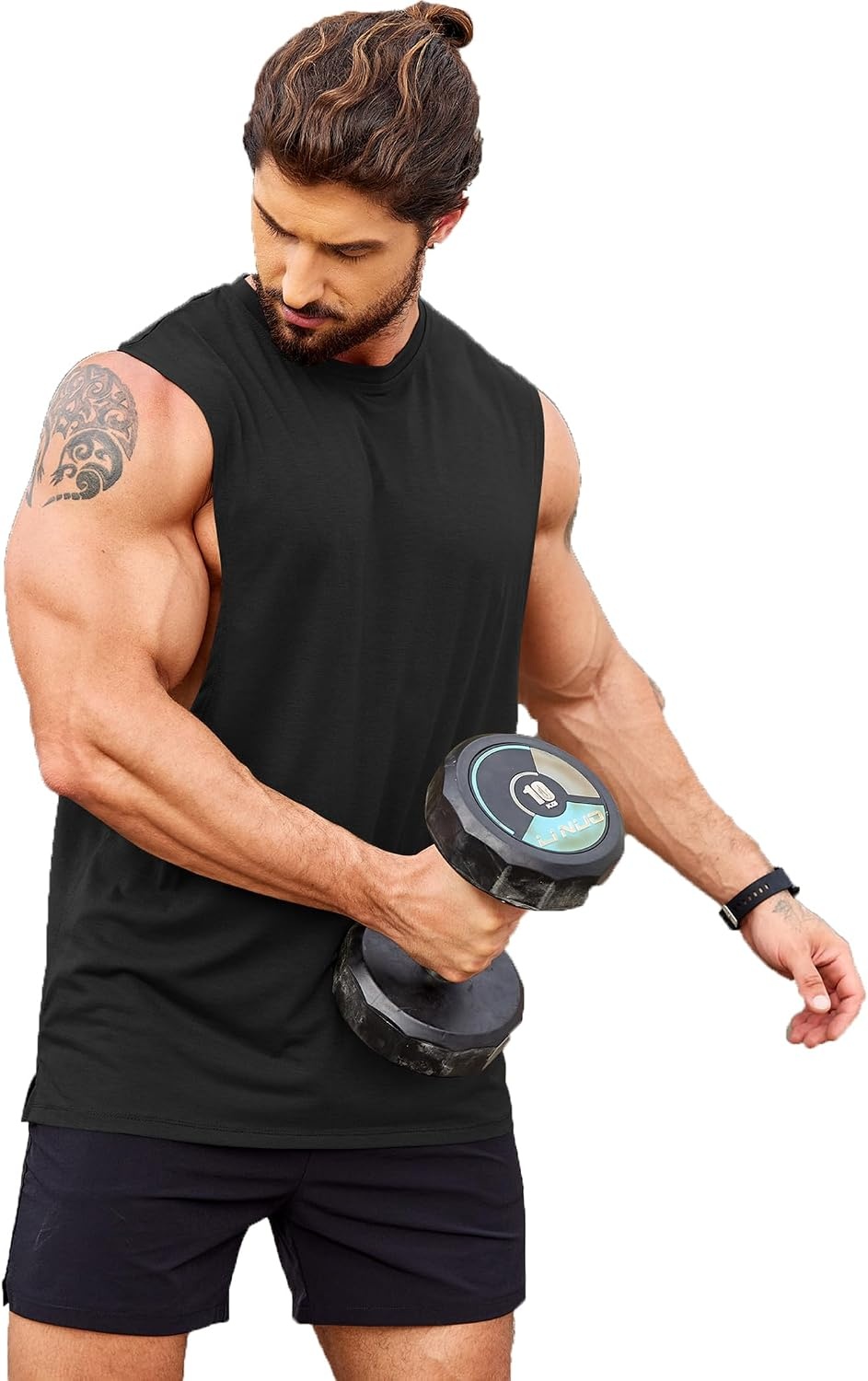 image:imageCOOFANDY Men Workout Tank Top 2 Pack Gym Bodybuilding Sleeveless T Shirts Cut Off Muscle Shirts MoistureWicking Tees Drop Arm Open Side Round Neck Design Fitness Running Jogging Tank Top ShirtsBlackGrey2pcs