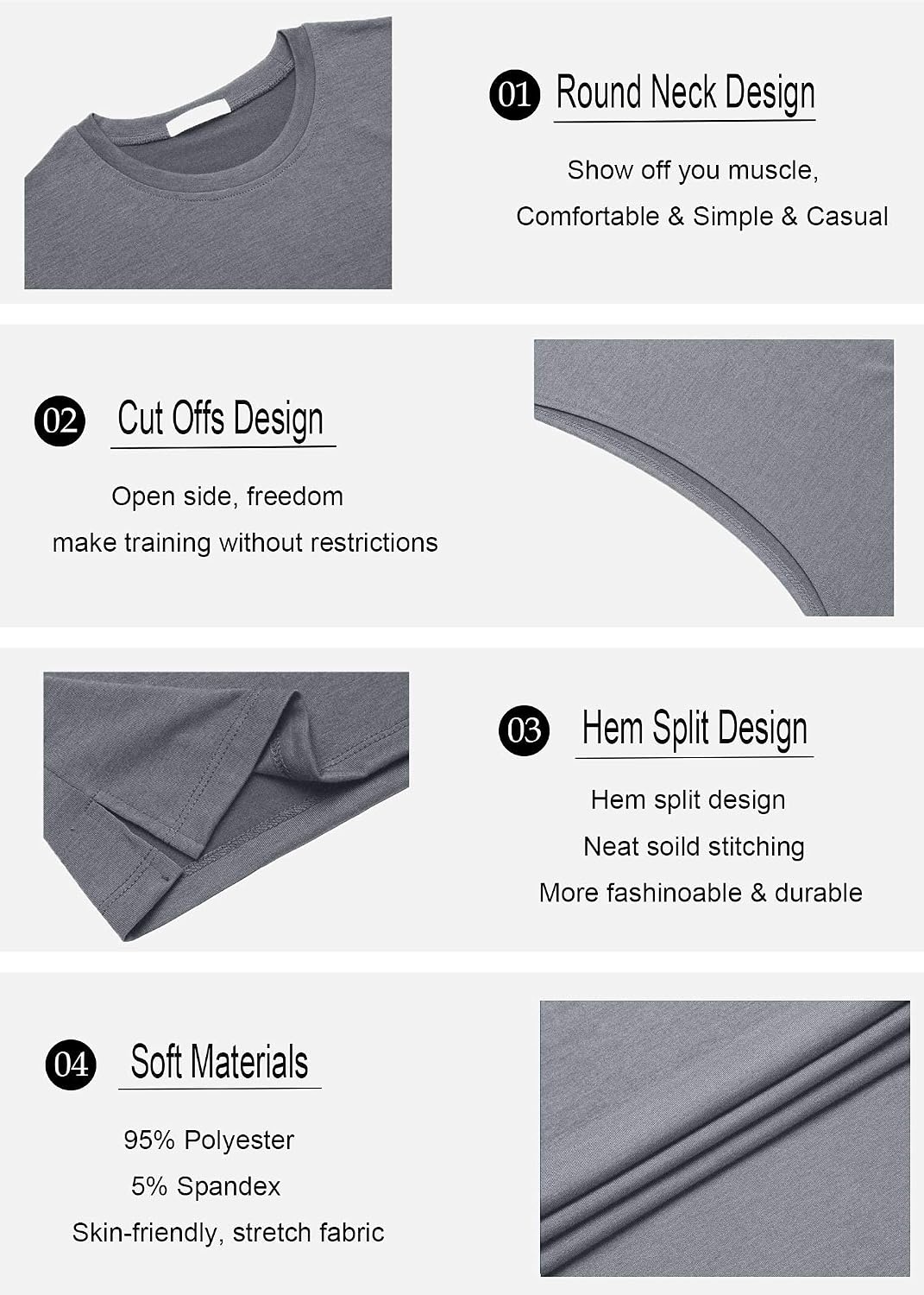 image:imageCOOFANDY Men Workout Tank Top 2 Pack Gym Bodybuilding Sleeveless T Shirts Cut Off Muscle Shirts MoistureWicking Tees Drop Arm Open Side Round Neck Design Fitness Running Jogging Tank Top ShirtsBlackGrey2pcs
