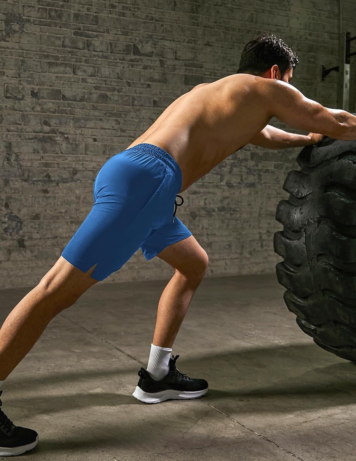 image:imageCOOFANDY Mens Athletic Shorts 7 Quick Dry Stretch Gym Workout Shorts Classic 7 Inch Inseam Functional Side Pockets and Back Zipper Pocket Moisture Wicking Active Fitness Training SportswearBlackBlue