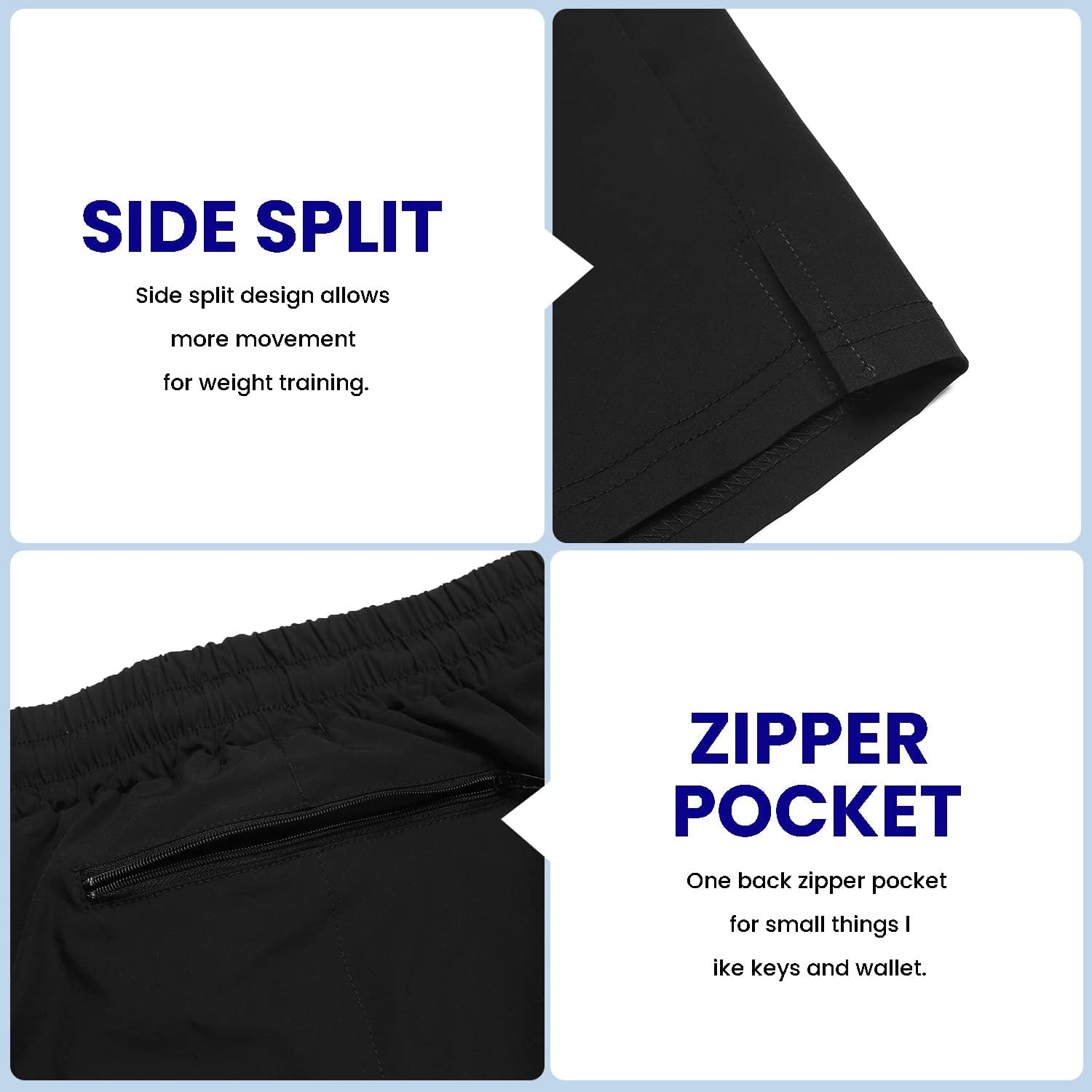 image:imageCOOFANDY Mens Athletic Shorts 7 Quick Dry Stretch Gym Workout Shorts Classic 7 Inch Inseam Functional Side Pockets and Back Zipper Pocket Moisture Wicking Active Fitness Training SportswearCamo BlackBlack