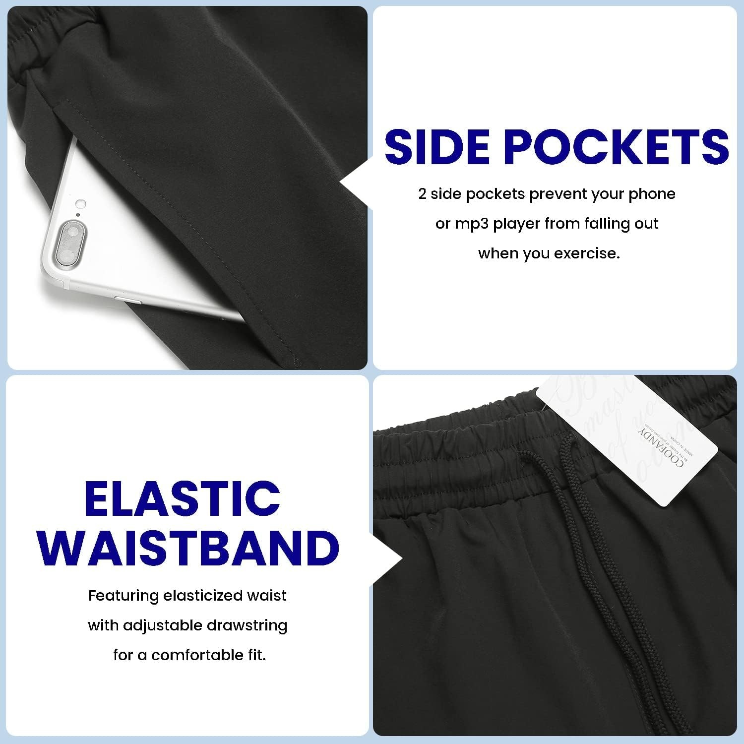image:imageCOOFANDY Mens Athletic Shorts 7 Quick Dry Stretch Gym Workout Shorts Classic 7 Inch Inseam Functional Side Pockets and Back Zipper Pocket Moisture Wicking Active Fitness Training SportswearBlackDark Grey