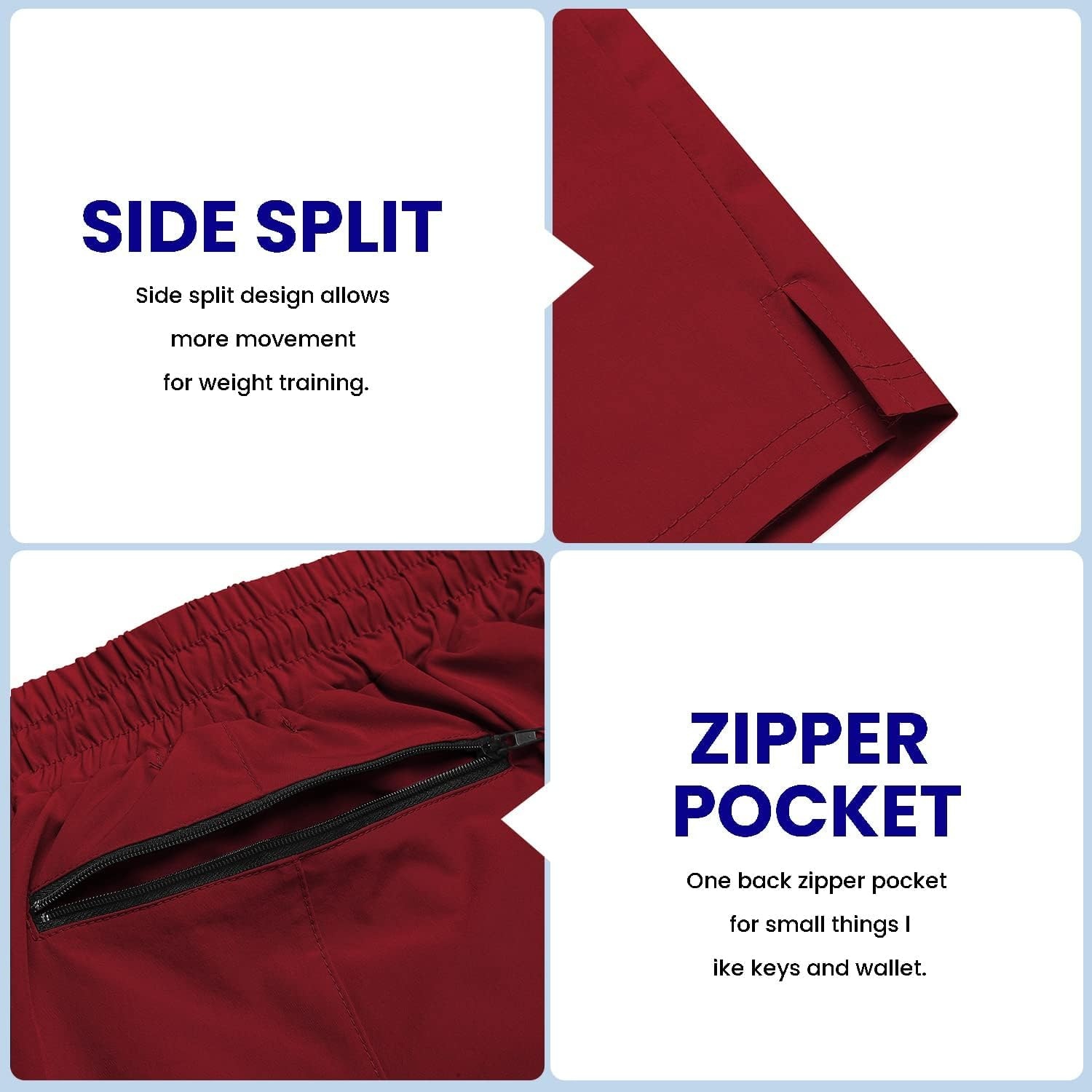 image:imageCOOFANDY Mens Athletic Shorts 7 Quick Dry Stretch Gym Workout Shorts Classic 7 Inch Inseam Functional Side Pockets and Back Zipper Pocket Moisture Wicking Active Fitness Training SportswearDark GreyWine Red
