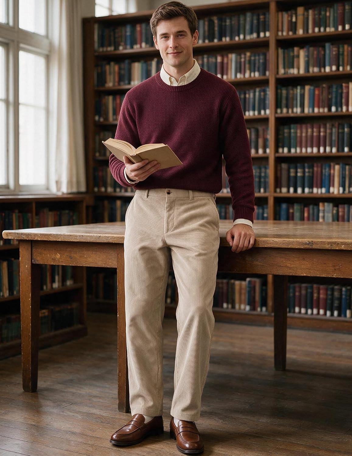 image:imageCOOFANDY Mens Corduroy Pant Straight Fit Flat Front Casual Dress Slacks Hybrid Waistand Soft Breathable Resistant to Pilling FineWale Corduroy Old Money Everyday Weekend Work WearKhaki