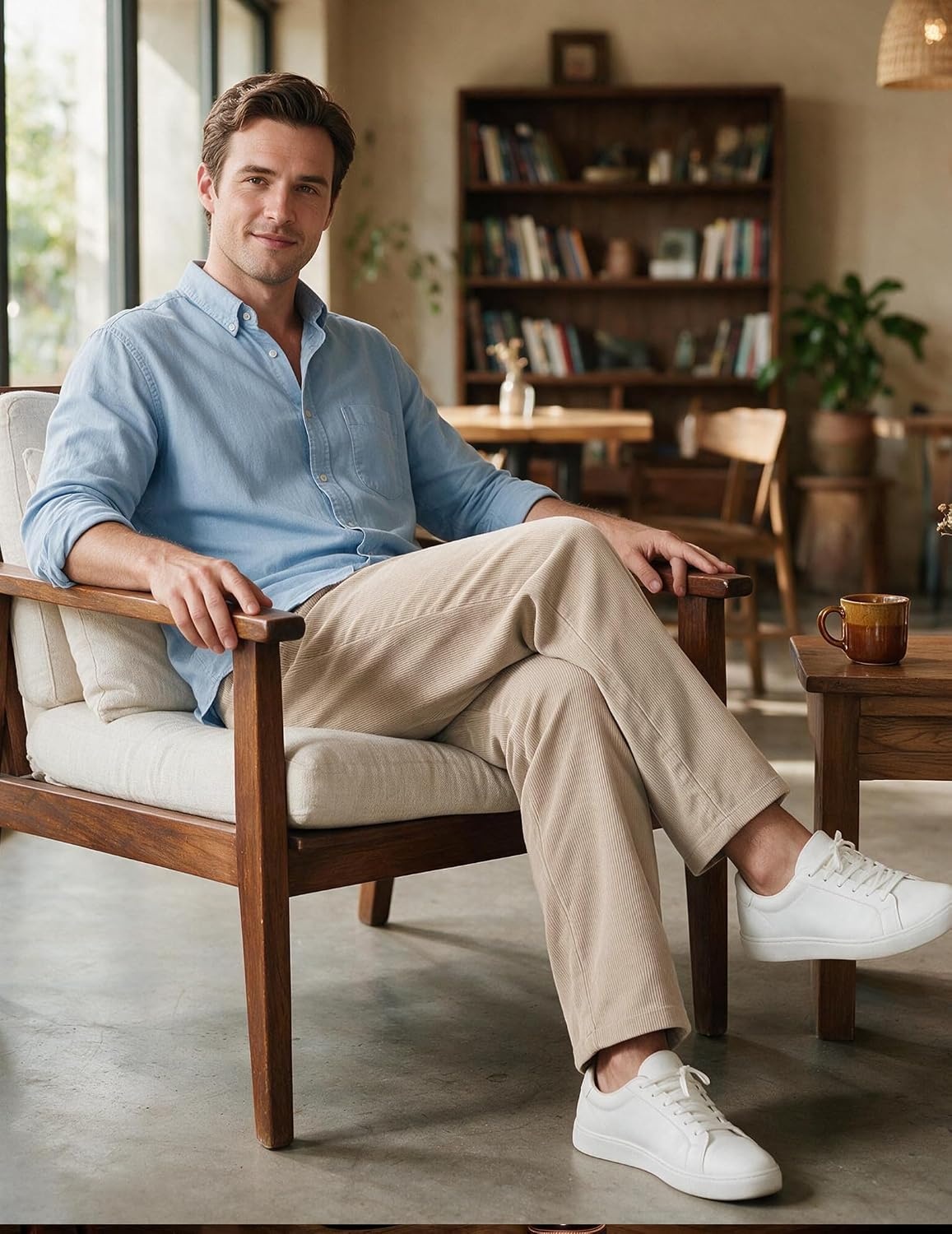 image:imageCOOFANDY Mens Corduroy Pant Straight Fit Flat Front Casual Dress Slacks Hybrid Waistand Soft Breathable Resistant to Pilling FineWale Corduroy Old Money Everyday Weekend Work WearKhaki