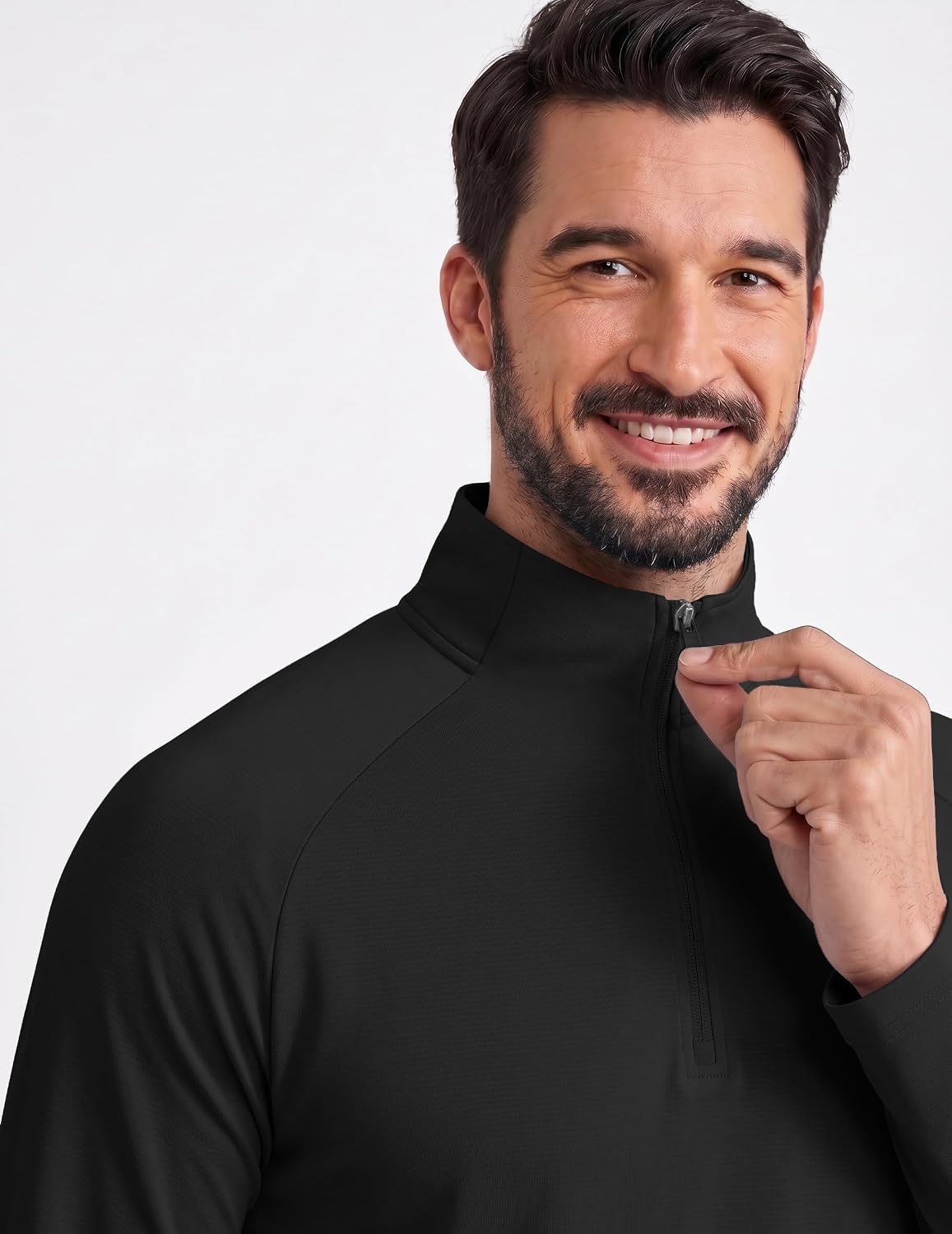 image:imageCOOFANDY Mens Quarter Zip Pullover Athletic Running Shirts Long Sleeve 14 Zip Mock Neck Lightweight Moisture Wicking Breathable UPF 50 Sun Protection Golf Workout Gym Hiking SportsBlack