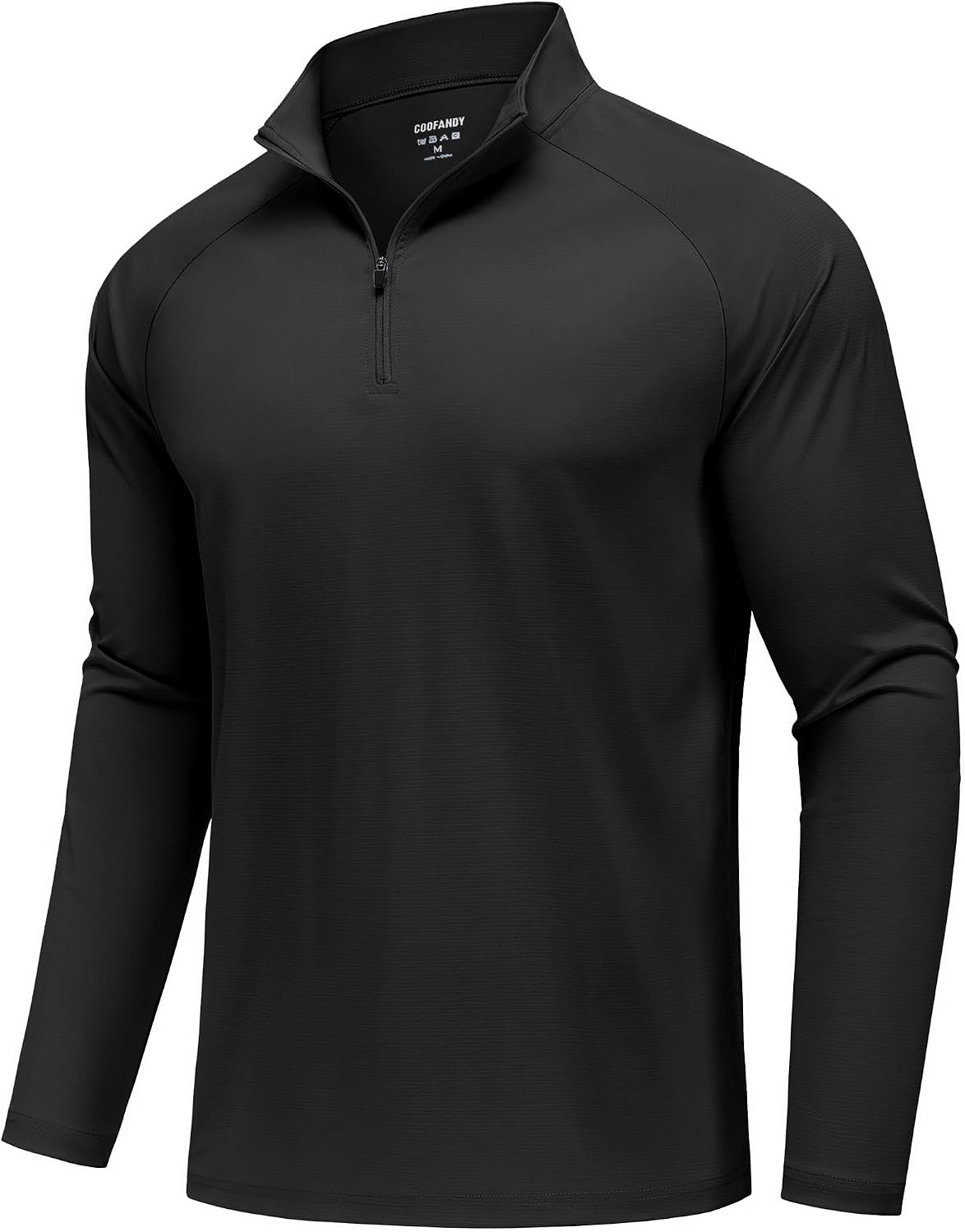 image:imageCOOFANDY Mens Quarter Zip Pullover Athletic Running Shirts Long Sleeve 14 Zip Mock Neck Lightweight Moisture Wicking Breathable UPF 50 Sun Protection Golf Workout Gym Hiking SportsBlack