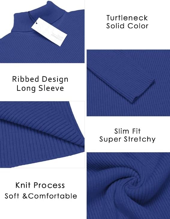 image:imageCOOFANDY Mens Ribbed Slim Fit Knitted Pullover Casual Turtleneck Sweater Premium antishrink knit turtleneck Soft warm amp stretchyperfect for casual work or outdoor wear in fallwinterBlue