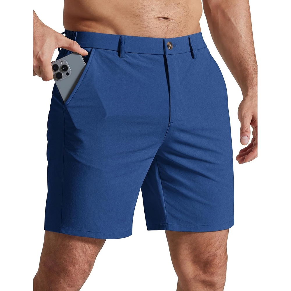 image:imageCOOFANDY Men Casual Shorts 7 Stretch Quick Dry Golf Shorts with 4 Pockets Flat Front Back Elastic Waistband Button Closure Moisture Wicking Comfy Lightweight Shorts Dress for Hiking Work RunningRoyal Blue