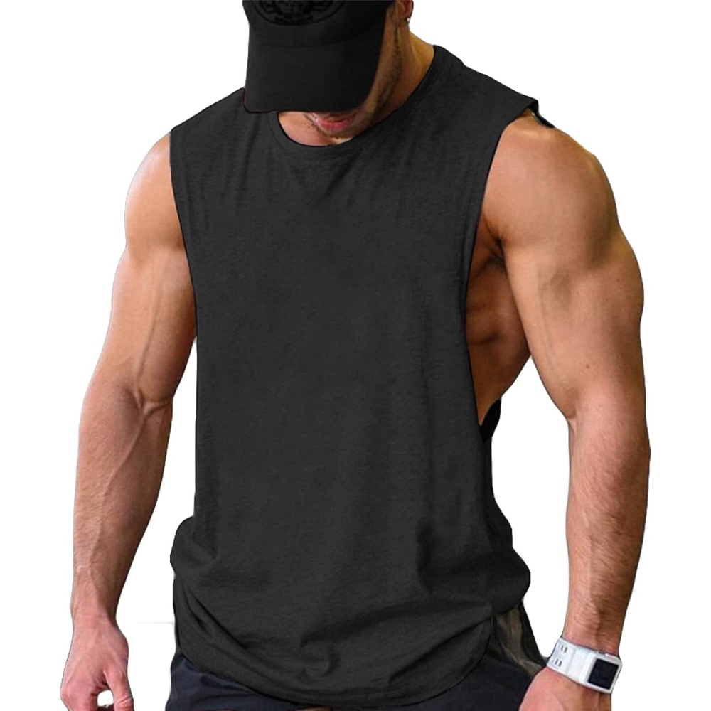 image:imageCOOFANDY Men Workout Tank Top 2 Pack Gym Bodybuilding Sleeveless T Shirts Cut Off Muscle Shirts MoistureWicking Tees Drop Arm Open Side Round Neck Design Fitness Running Jogging Tank Top ShirtsBlack1pcs