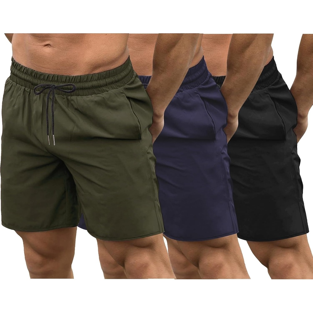 image:imageCOOFANDY Mens Athletic Shorts 7 Quick Dry Stretch Gym Workout Shorts  Classic 7 Inch Inseam Functional Side Pockets and Back Zipper Pocket Moisture Wicking Active Fitness Training SportswearBlackArmy GreenNavy Blue