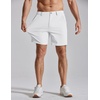 COOFANDY Men Casual Shorts 7″ Stretch Quick Dry Golf Shorts with 4 Pockets | Flat Front, Back Elastic Waistband, Button Closure, Moisture Wicking, Comfy, Lightweight Shorts Dress for Hiking Work Running(White)