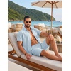 COOFANDY Men’s 2 Piece Outfit Summer Shorts Sets Short Sleeve Cotton Shirts | 100% Cotton,Shirt And Shorts Sets,Chest Pocket,Elastic Drawstring,Machine Washable.Beach,Vacation,Cruise,Travel,Wedding,Party(Light Blue)