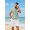 COOFANDY Men’s 2 Piece Outfit Summer Shorts Sets Short Sleeve Cotton Shirts | 100% Cotton,Shirt And Shorts Sets,Chest Pocket,Elastic Drawstring,Machine Washable.Beach,Vacation,Cruise,Travel,Wedding,Party(Green/White)