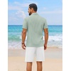 COOFANDY Men’s 2 Piece Outfit Summer Shorts Sets Short Sleeve Cotton Shirts | 100% Cotton,Shirt And Shorts Sets,Chest Pocket,Elastic Drawstring,Machine Washable.Beach,Vacation,Cruise,Travel,Wedding,Party(Green/White)