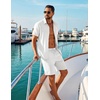 COOFANDY Men’s 2 Piece Outfit Summer Shorts Sets Short Sleeve Cotton Shirts | 100% Cotton,Shirt And Shorts Sets,Chest Pocket,Elastic Drawstring,Machine Washable.Beach,Vacation,Cruise,Travel,Wedding,Party(01_white)