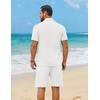COOFANDY Men’s 2 Piece Outfit Summer Shorts Sets Short Sleeve Cotton Shirts | 100% Cotton,Shirt And Shorts Sets,Chest Pocket,Elastic Drawstring,Machine Washable.Beach,Vacation,Cruise,Travel,Wedding,Party(01_white)