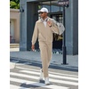 COOFANDY Men’s Athletic Tracksuit 2 Piece Sweat Suits Jacket and Pants Set | Tennis Sport Jogging Outfit, Leisure Casual Style, Full Zip Design, Lightweight and Breathable Fabric, Fashion Streetwear(Khaki)