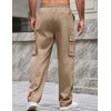 COOFANDY Mens Cargo Pants Casual Hiking Sweatpants Drawstring Straight Joggers Athletic Trousers with Pockets(Khaki)
