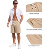 COOFANDY Men’s Casual Cotton Linen Shorts Elastic Waist Drawstring Shorts | Stretch Linen Chino, Lightweight Breathable, Flat Front, Phone Pockets, Regular Fit, 9 Inch Inseam, Summer Beach Vacation(Light Khaki)