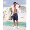 COOFANDY Men’s Casual Cotton Linen Shorts Elastic Waist Drawstring Shorts | Stretch Linen Chino, Lightweight Breathable, Flat Front, Phone Pockets, Regular Fit, 9 Inch Inseam, Summer Beach Vacation(Denim Blue)