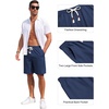 COOFANDY Men’s Casual Cotton Linen Shorts Elastic Waist Drawstring Shorts | Stretch Linen Chino, Lightweight Breathable, Flat Front, Phone Pockets, Regular Fit, 9 Inch Inseam, Summer Beach Vacation(Denim Blue)