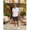 COOFANDY Men’s Casual Cotton Linen Shorts Elastic Waist Drawstring Shorts | Stretch Linen Chino, Lightweight Breathable, Flat Front, Phone Pockets, Regular Fit, 9 Inch Inseam, Summer Beach Vacation(Brown)